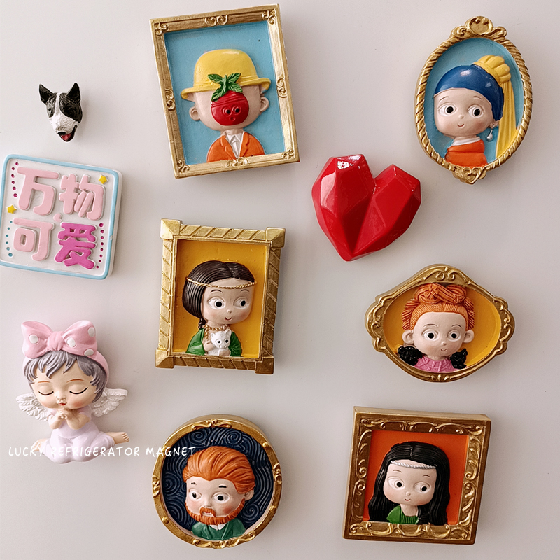 3D Cubism Cute Creative Q Edition Famous figure Fridge Sticker Magnet refrigerator door decorated with magnet magnet magnet