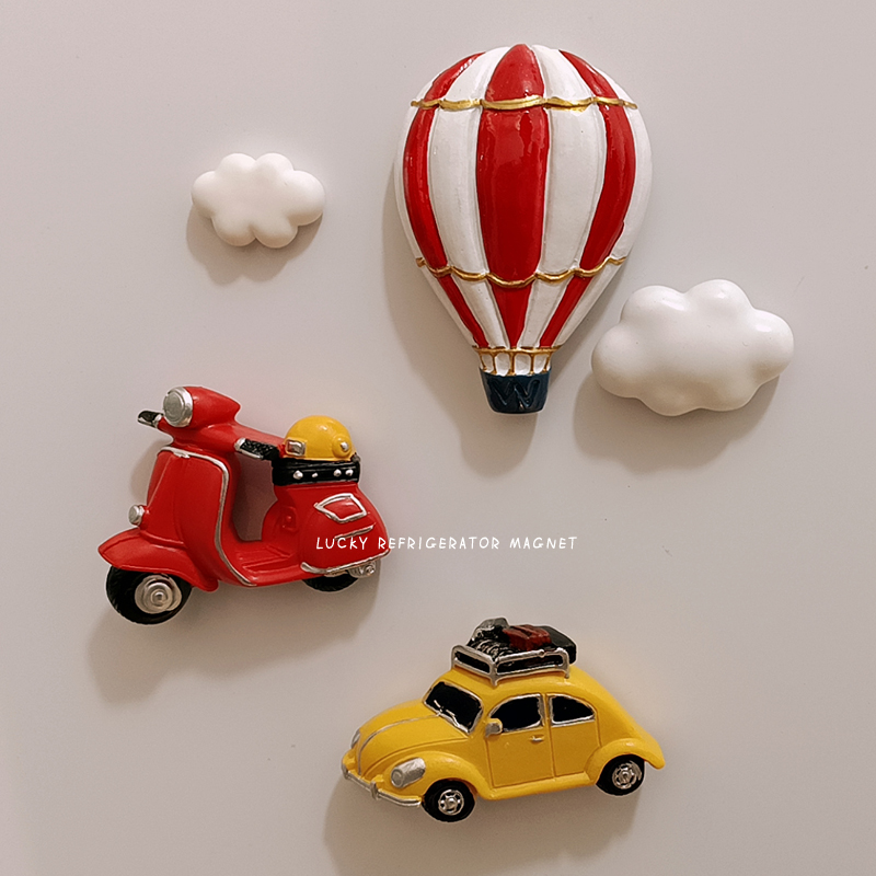 Cartoon 3D three-dimensional vehicle car motorcycle refrigerator sticker magnet Home decoration refrigerator door magnet sticker