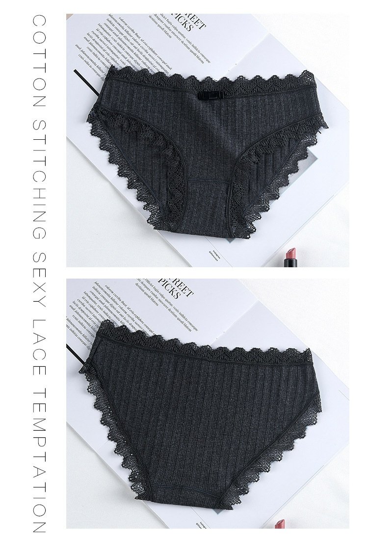 Đồ lót cô gái dễ thương Nhật Bản Đồ lót bằng vải cotton nữ thấp eo Ren bên cạnh tóm tắt liền mạch bán buôn quần lót nữ cotton nhật