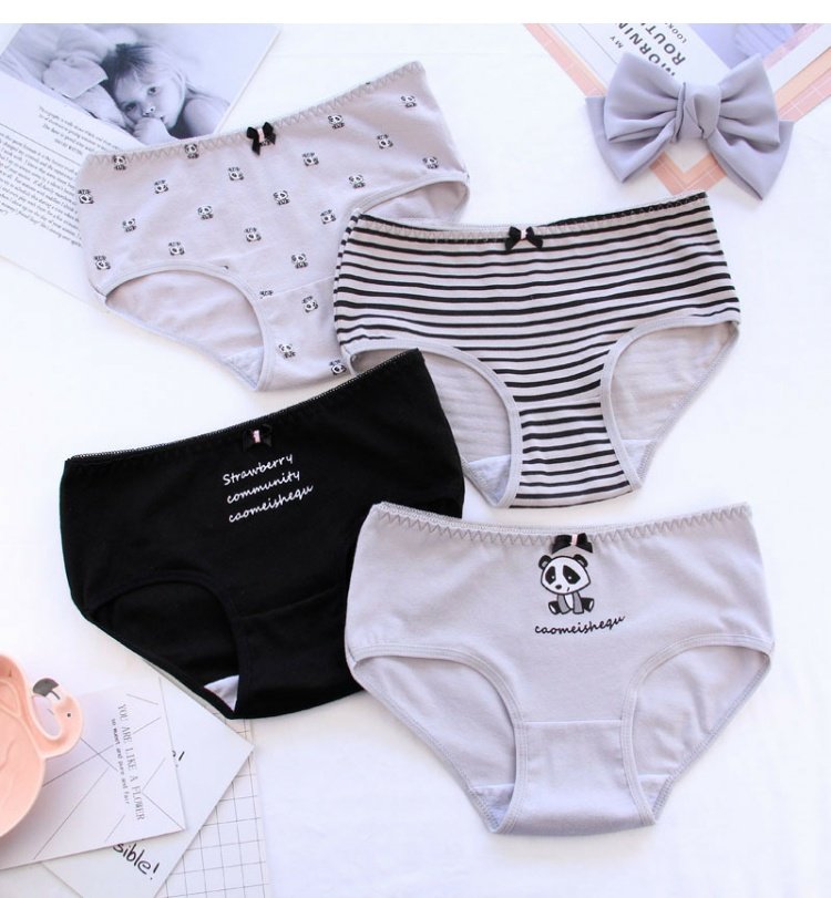 Dễ thương thoáng khí gấu trúc đồ lót nữ cotton eo phụ nữ cotton tam giác quần dưới cotton cô gái đồ lót bán buôn quần lót lọt khe nữ đẹp