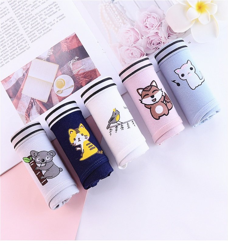 Dễ thương phim hoạt hình bông crotch bông đồ lót nữ eo bông phụ nữ đồ lót tam giác đầu cô gái quần bán buôn bông quần lót ren