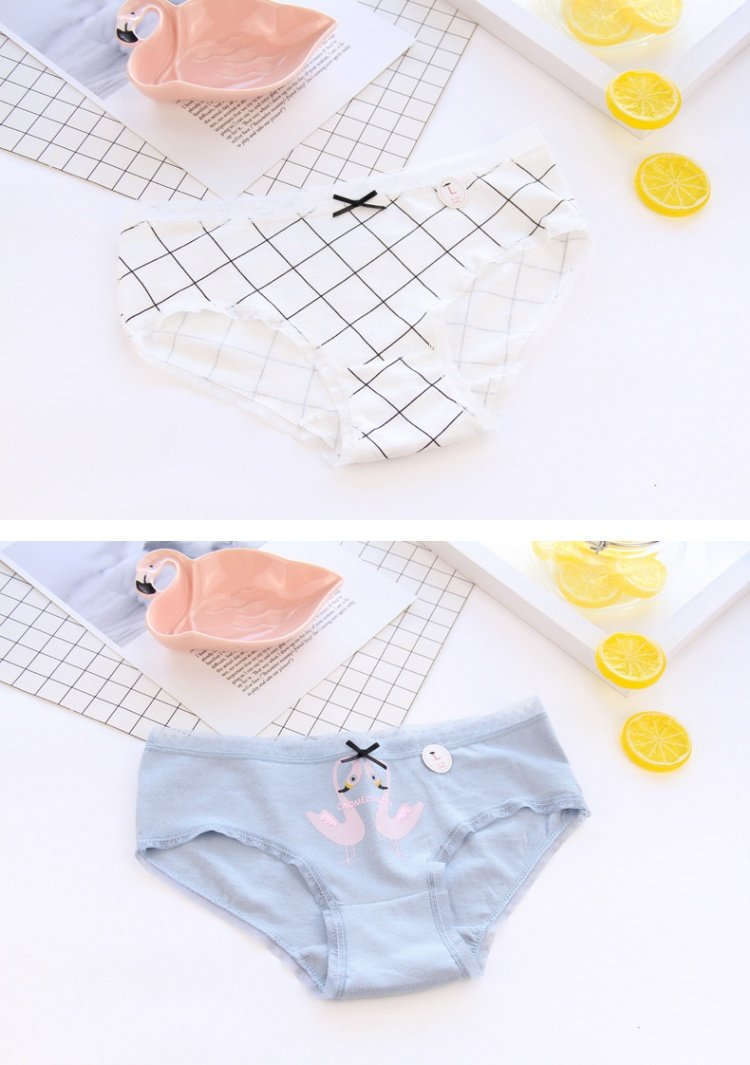 Dễ thương cotton cô gái túi hip flamingo quần lót nữ cotton eo phụ nữ cotton tam giác đáy quần bán buôn quần lót lọt khe xuyên thấu