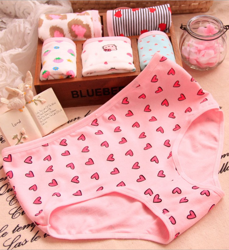 Quần lót nữ cotton phim hoạt hình in ấn dễ thương kích thước lớn gói hip eo nhỏ bông phụ nữ ladies tam giác tóm tắt bán buôn