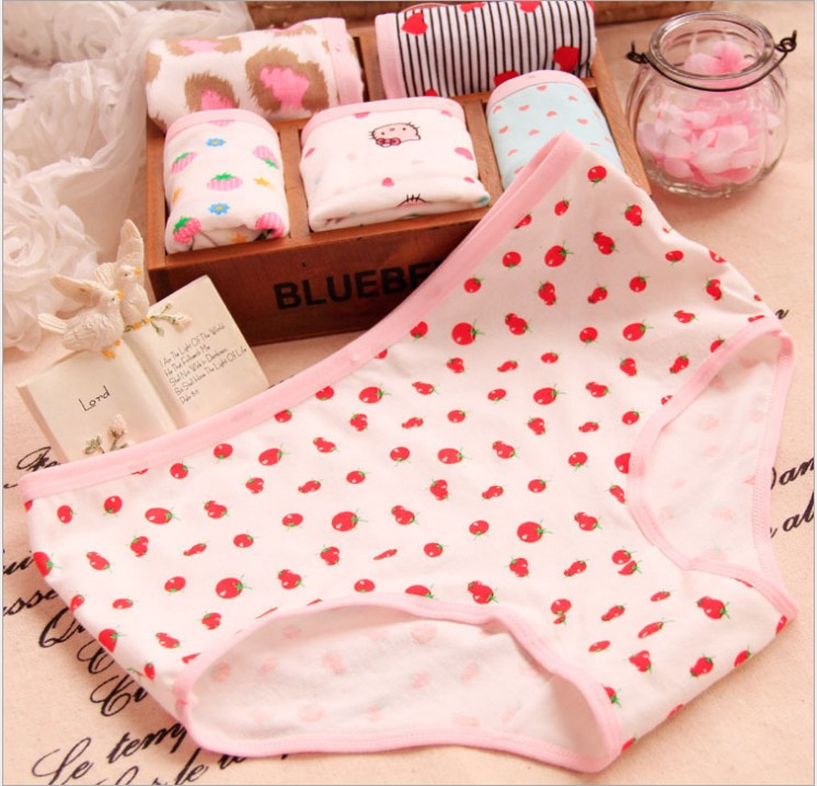 Quần lót nữ cotton phim hoạt hình in ấn dễ thương kích thước lớn gói hip eo nhỏ bông phụ nữ ladies tam giác tóm tắt bán buôn
