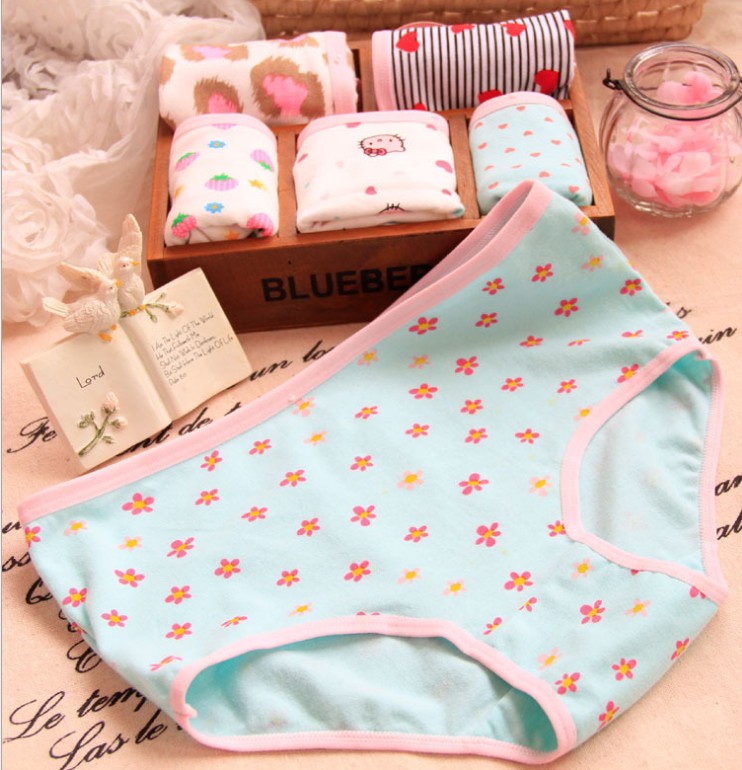 Quần lót nữ cotton phim hoạt hình in ấn dễ thương kích thước lớn gói hip eo nhỏ bông phụ nữ ladies tam giác tóm tắt bán buôn