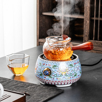 Glass cooking teapot can be heated with steamed tea boiler household high temperature resistant bubble teapot electric pottery kettle set