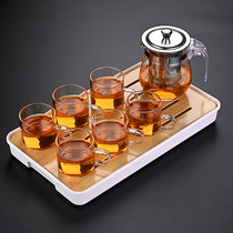 Japanese-style heat-resistant glass tea set office guest home small set modern simple bubble teapot black tea cup