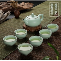 Complete set of tea set purple sand teapot ceramic kung fu tea set ice crack glaze tea set Ru kiln tea set