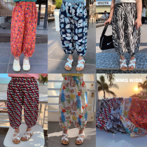 Mai Mai Qiu Girl Flower anti mosquito pants childrens lantern thin pants baby casual Korean version of leg pants cotton tide