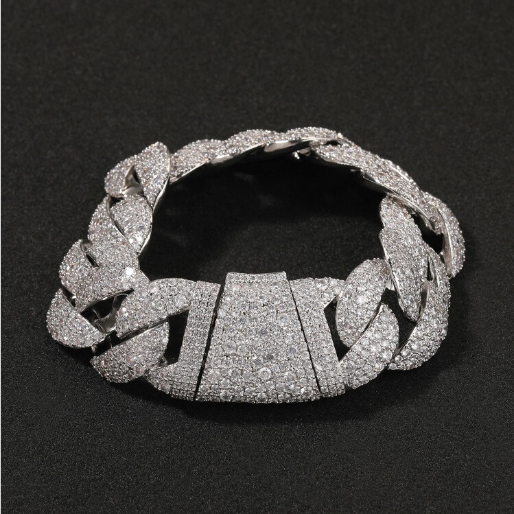 23mm Wide Copper Inlaid Zircon Mixed Diamond Light Luxury Men's Cuban Bracelet Hip-Hop Bubble Chain Exaggerated Rap Jewelry 23mm Wide Copper Inlaid Zircon Mixed Diamond Light Luxury Men's Cuban Bracelet Hip-Hop Bubble Chain Exaggerated Rap Jewelry