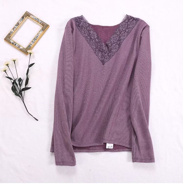 Qiuyi nữ Slim đồ lót nhiệt mùa thu và mùa đông áo mỏng phần đáy áo sơ mi nữ cotton áo len cotton đồ ngủ dịch vụ nhà bộ đồ ngủ