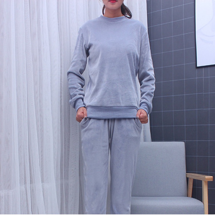 Pyjama áo đơn nữ nhung san hô nhung cộng với tay áo nhung dài tay mùa thu và mùa đông flannel vừa dày nhung san hô phục vụ nhà nam bộ đồ thu đông