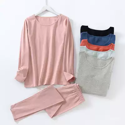 Pure Cotton fever clothes ladies thin autumn clothes sanitary pants slim bottoming elastic long sleeve trousers two-piece women