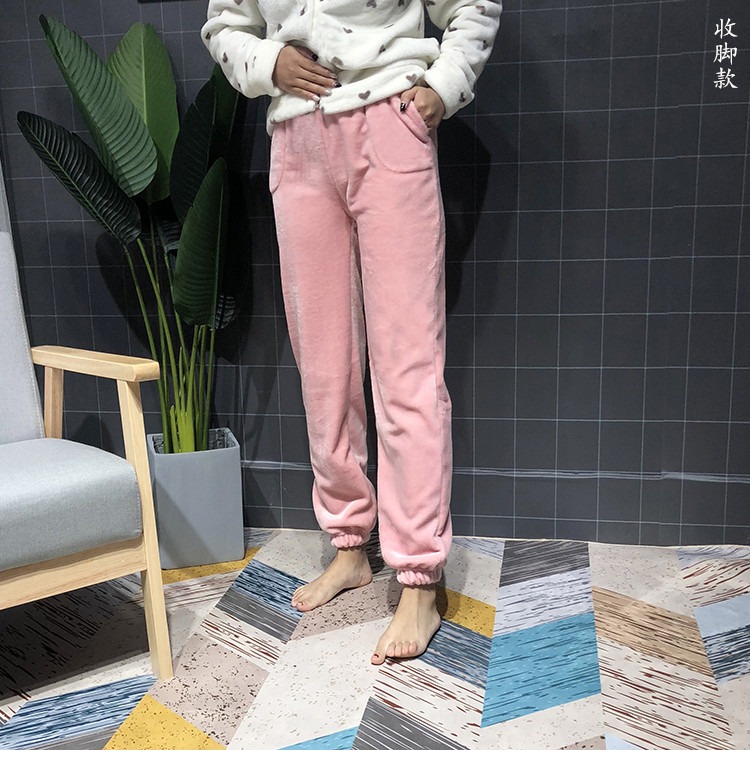 Flannel Pyjama Bundle nữ mùa thu và mùa đông cộng với nhung dày quần alibaba nữ