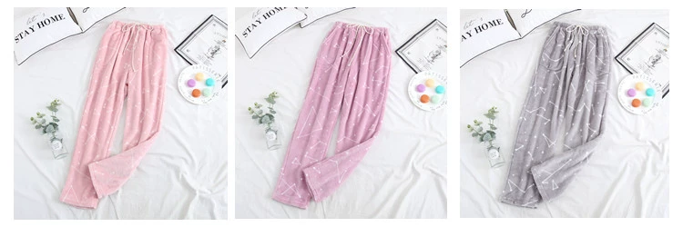 Cặp vợ chồng ngủ quần mùa đông dày nam và nữ flannel quần ấm san hô lông cừu nhà có kích thước lớn có thể mặc bên ngoài