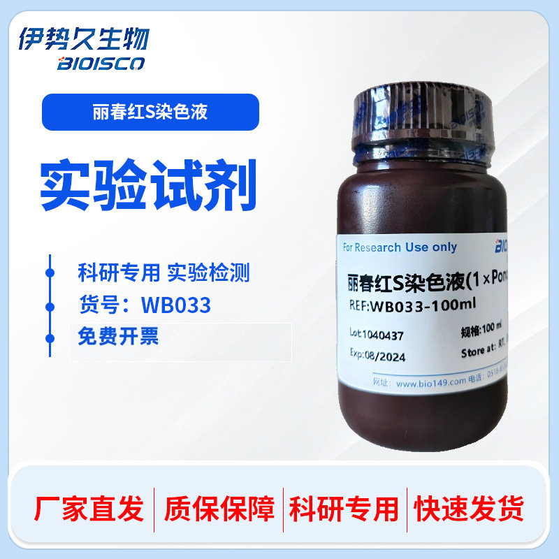 丽春红S染色液(1&times;Ponceau S) 100ml 500ml 自产科研专用生物试剂
