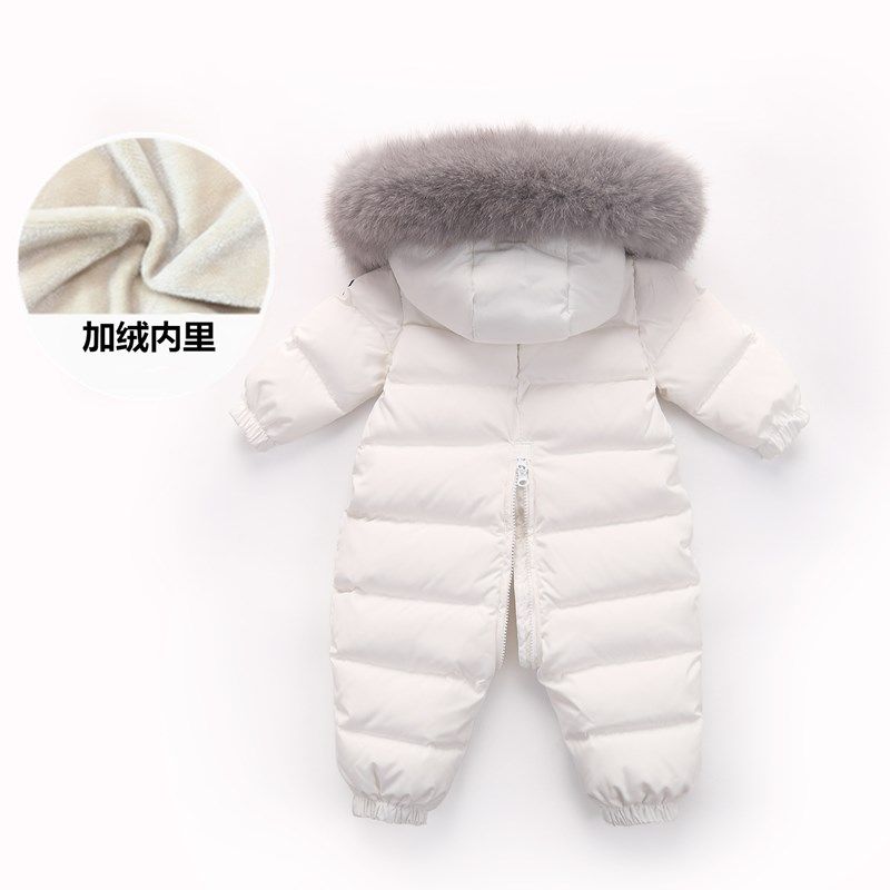 French kids children with a duvet jacket and thick fur collar baby winter dress khae baby out of service