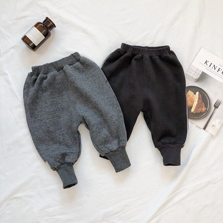 Baby pants autumn and winter style 1 year 2 men and women high waist pants plus suede 6 months 8 + cotton thickened PP pants spring autumn