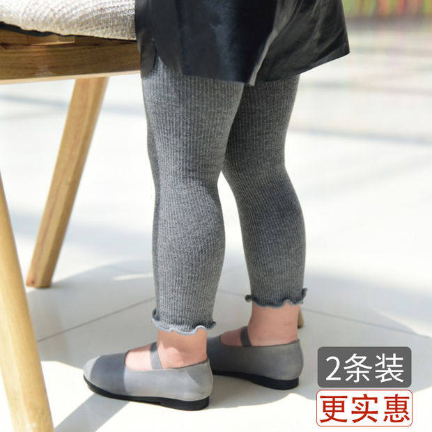Girls underwear spring and autumn thin style outside wear foreign baby autumn clothes in the middle of the children cotton wood ear long pants