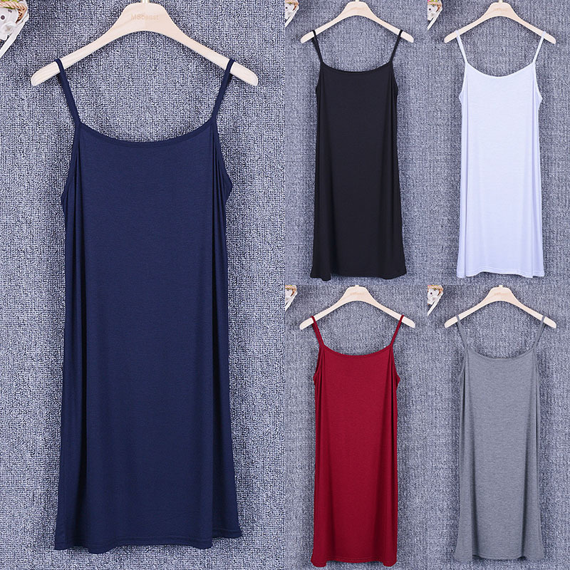 New Women's Plus-Size Slip Dress, Mid-Length Dress, Sleeveless Slip Dress, Inner Lining Dress, Loose Slip Shirt for Layering