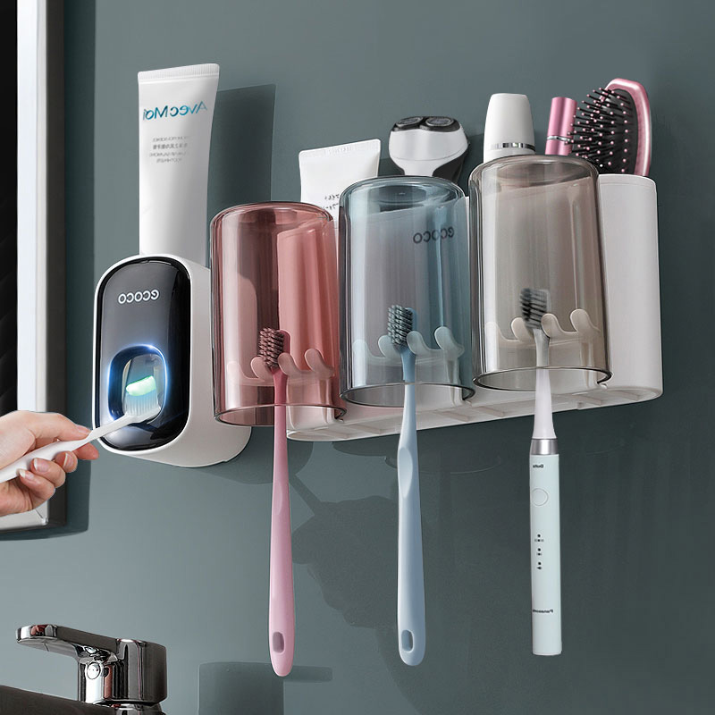 Toothbrush Shelve Hung Wall Style Toothpaste Toothbrush Rack Makeup Room Wash Toiletries Mouthwash Cup Suit Suction Wall Free