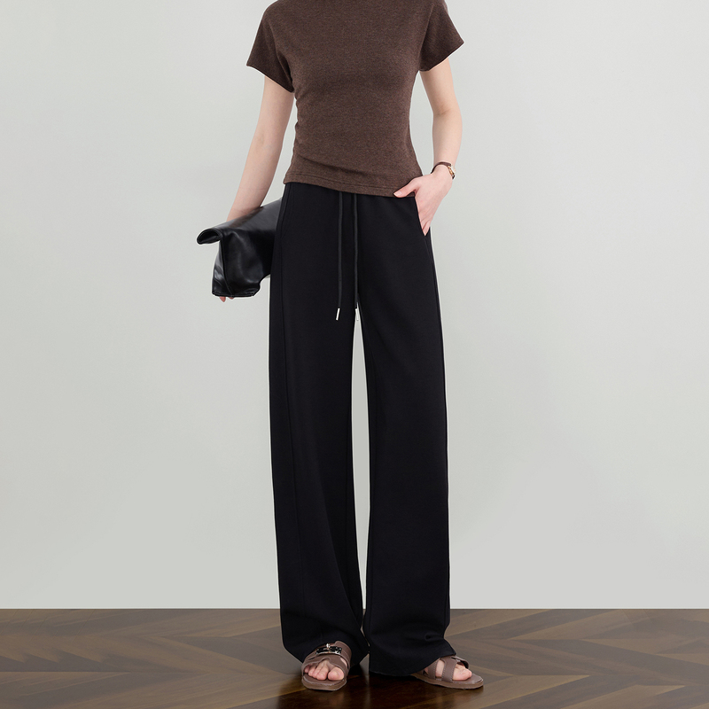 Black Scimitar-Style Sweatpants, Air Cotton Joggers, 2026 Spring New High-Waisted Drapey Wide-Leg Straight Casual Women's Pants Black Scimitar-Style Sweatpants, Air Cotton Joggers, 2026 Spring New High-Waisted Drapey Wide-Leg Straight Casual Women's Pants