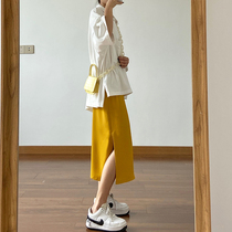 A- shaped skirt women's bag hip long 2021 spring and autumn new high waist left split straight tube wide leg one-step skirt