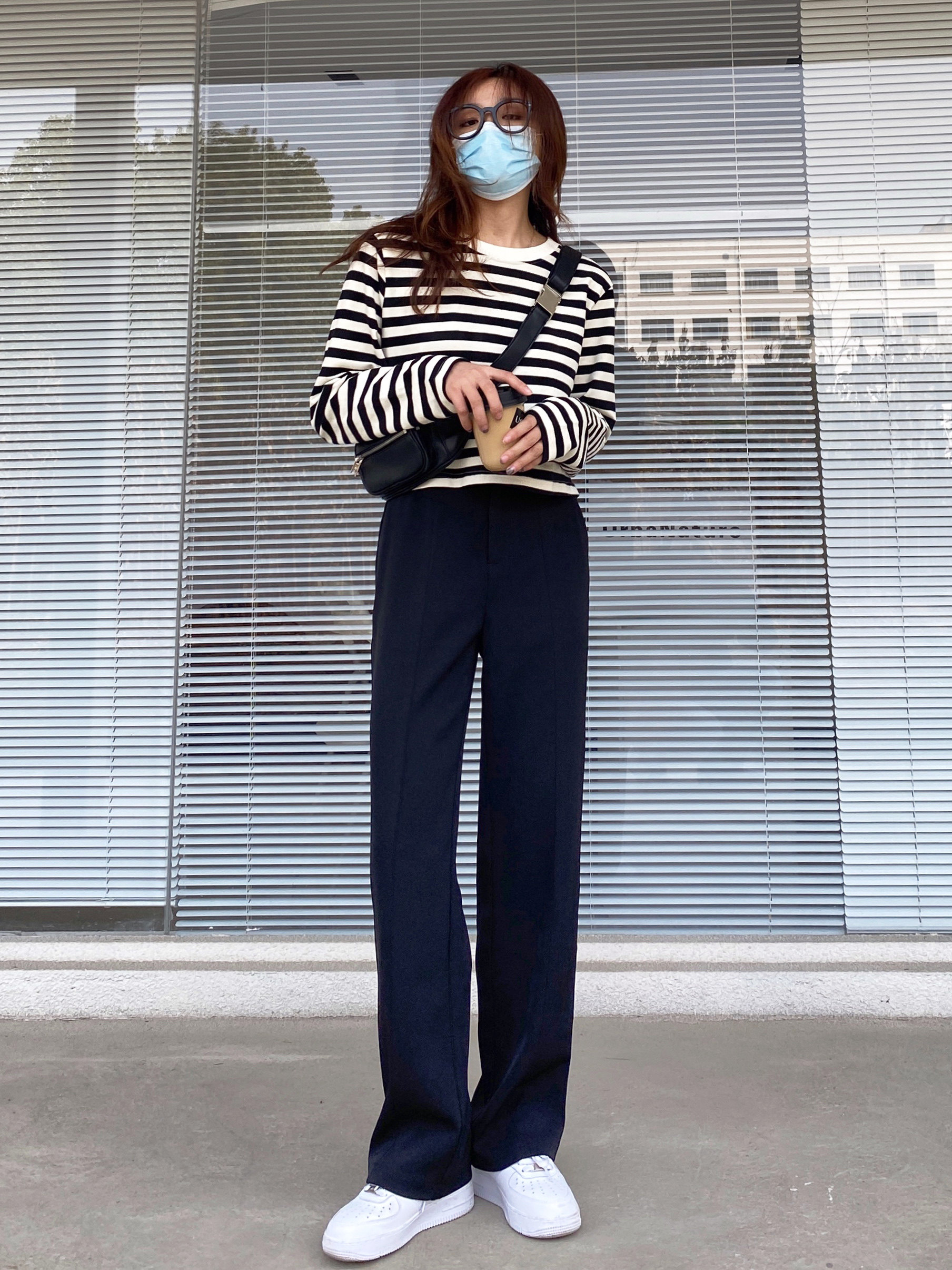 HUILIULIU 黑色西装直筒开叉阔腿裤女春夏高腰垂感显瘦休闲拖地裤详情23