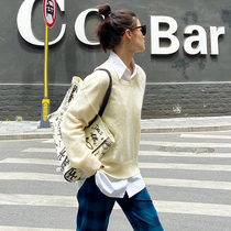 Grey 2021 Spring and Autumn New Mohair Crewneck Sweater Women Loose Skinny Turtleneck Knitted Long Sleeve Jacket Women