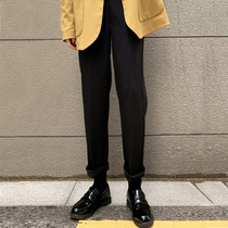 Black suit straight pipe pants fall winter 2021 new high waist slim wool casual Harlan radish pants children