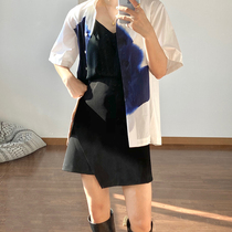 Sexy black split skirt female summer 2021 slim high waist irregular A- line skirt hip skirt long