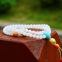(Bear family jewelry) and Tian Yu sheep fat jade mountain flowing water white jade bracelet bracelet lotus powder smoke purple bison ditch girl