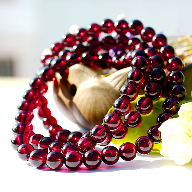 (Bear's family) Natural 7A full body vitreous body wine red rose purple garnet bracelet female multi-circle bracelet bracelet