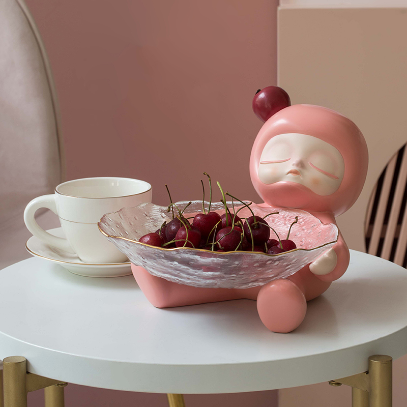 Small Sweetness 2021 New Crystal Glass Fruit Tray Home Living Room Tea Table Tennis Red Snacks Candy Tray Light Extravagant