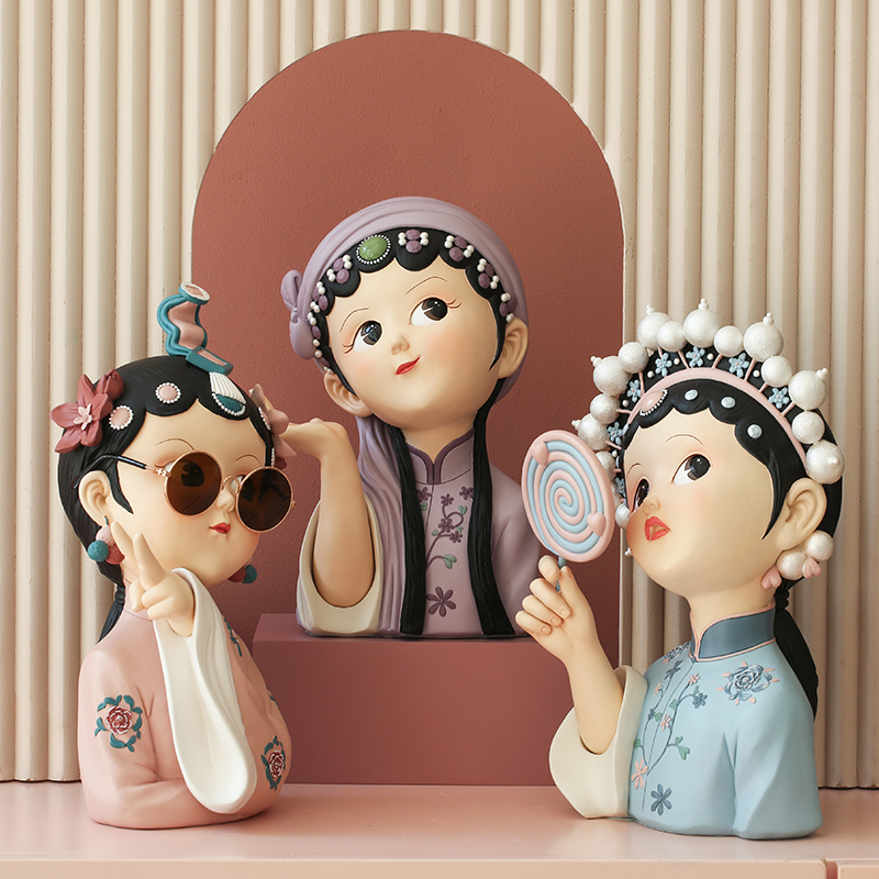 Light luxury Beijing opera girl desktop art decoration living room TV cabinet wine cabinet home decoration craft gift decoration birthday gift
