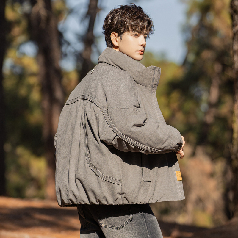 Stand Collar down Jacket, High-End American Retro Style, Men's Winter 2026 New Thickened Warm Workwear Jacket, Short Trendy Style