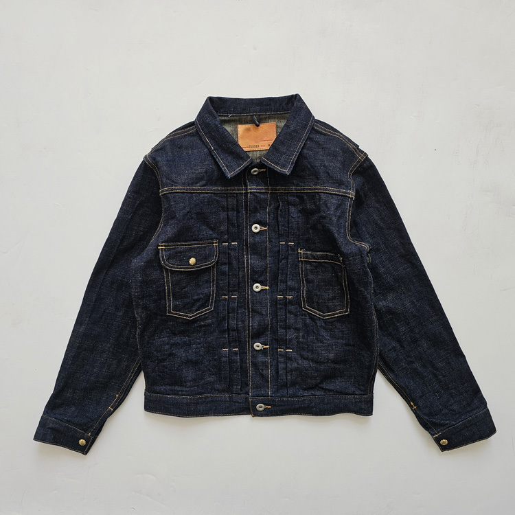 250 Hu Dog LAOSHU 18oz Indigo X Khaki Reissue 111Mj Vintage Raw Denim Nurtured Short Jacket