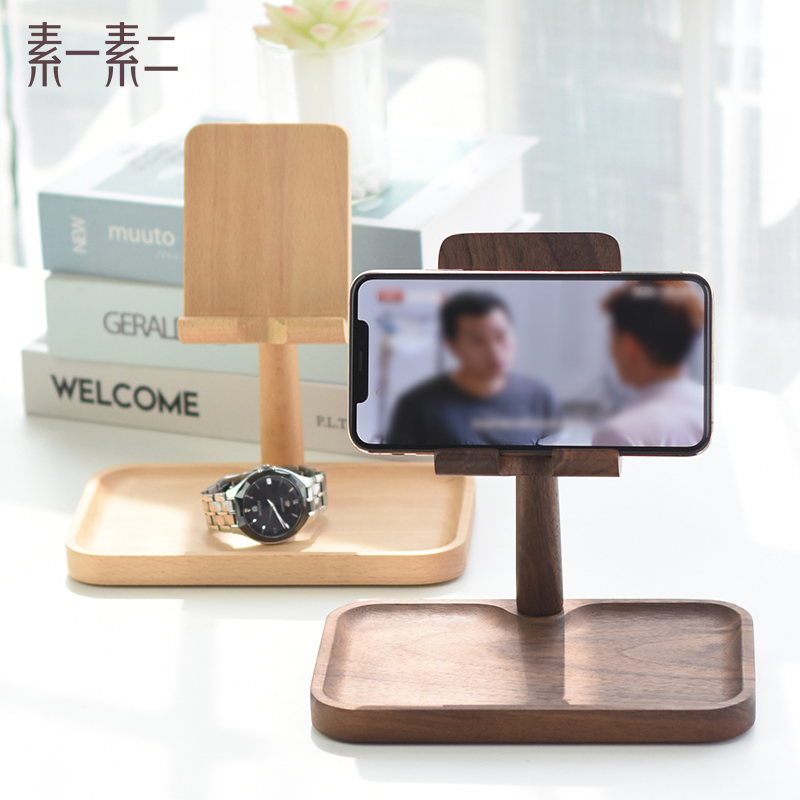 Vegan One Vegetarian DiCreative Phone Rack Wooden Sloppy Ipad Tablet Phone Holder Wood Snacks Desktop Containing box