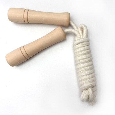 Children skipping rope fitness equipment outdoor sports wooden handle cotton rope physical education competition equipment