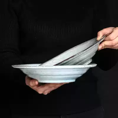 Japanese vintage special-shaped ceramic bucket Kasa Bowl home pitting ramen bowl fruit salad bowl spotted bowl straw hat Bowl