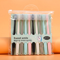 Live blasting High Quality Korean Version Macaron Toothbrush 10 Only Adult Bamboo Charcoal Toothbrush Ice Cream Soft Hair Toothbrush