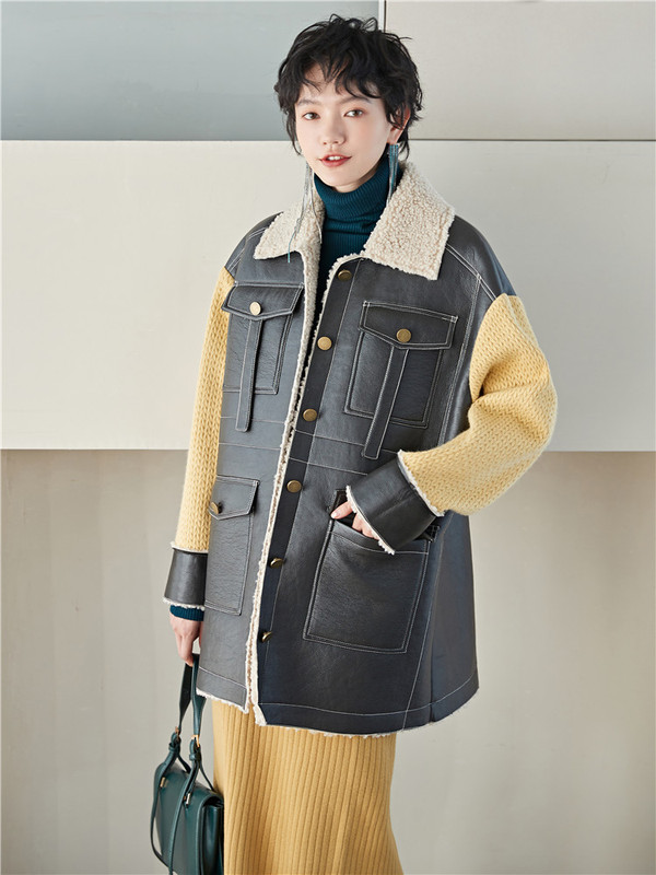 [Clearance Sale: 38 Yuan] Women's Motorcycle Lamb Wool Coat, Plus Size, Faux Fur, Loose Fit, Fleece-Lined Cotton Jacket for Winter
