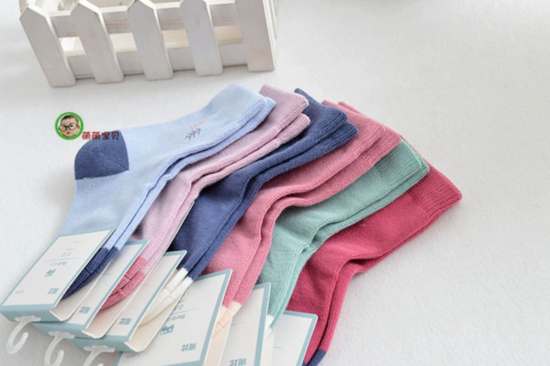 Bianbi trẻ em vớ cotton cotton nam và nữ baby miệng thông hoạt hình không xương mùa xuân và mùa thu đông dày 1-3-5-7-9 tất trẻ em