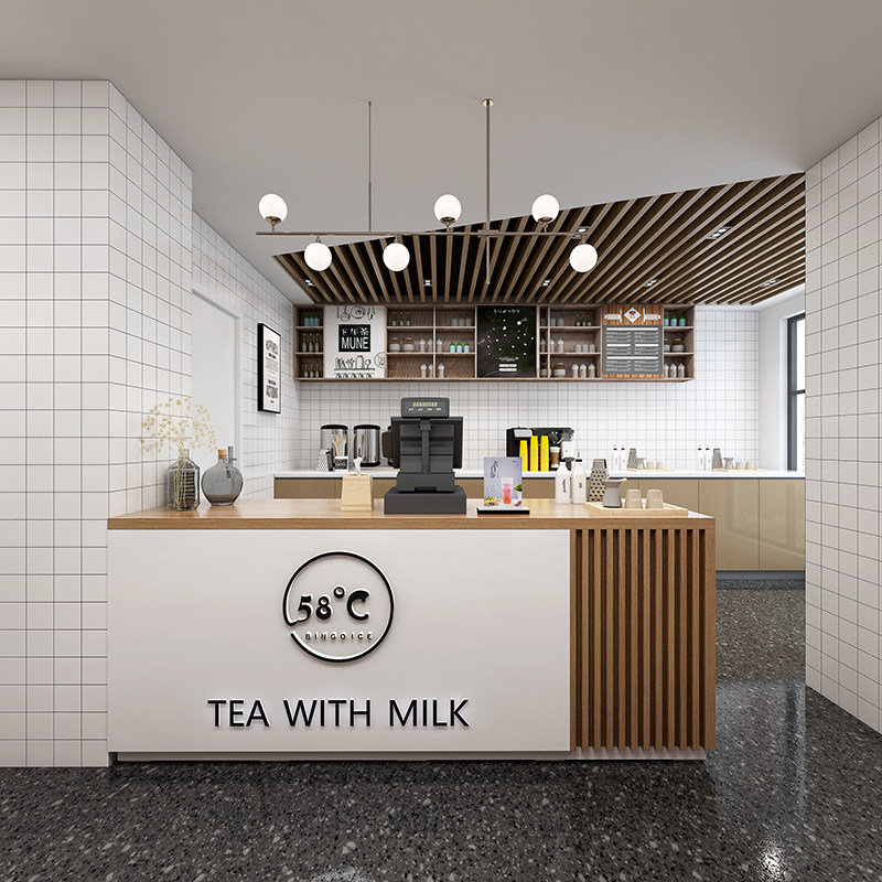 Brief Modern Clothing Shop Front Desk Reception Desk Water Fruit Shop Cake Milk Tea Shop Sugar Water Laid Silver Counter Hotel Bar