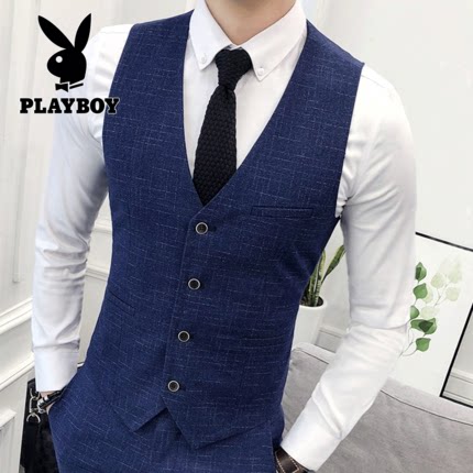 Playboy Korean style trendy slim suit vest men's suit vest casual professional vest wedding groomsmen dress