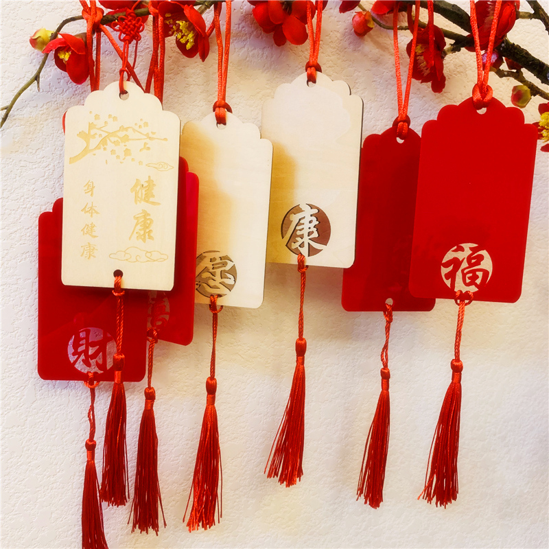 Wooden blessing card waterproof wishing tag red temple scenic spot blessing message card handwritten blank wish card