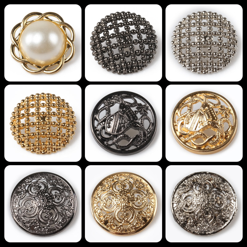 Suit Mao, big clothes buckle children Inn Men's round sweater jacket Coat Metal Button Hollowed-out Pearl Accessories-Taobao