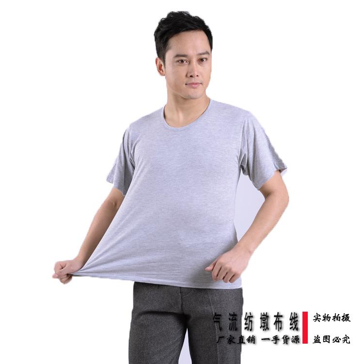 Người đàn ông trung niên cộng với phân bón XL nam mùa hè trung niên của nam giới cotton ngắn tay T-Shirt nửa tay áo cotton cũ áo sơ mi