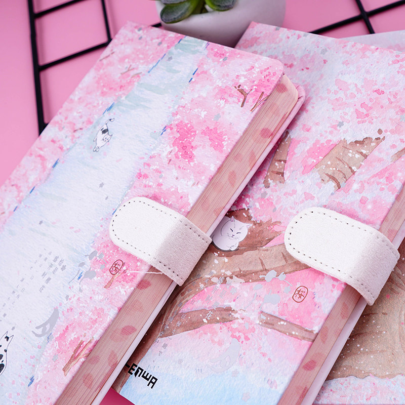 Lionghua Notebook Arts Delicate Cherry Blossom Hand tent This young girl Heart is cheap and Xiaoqing New magnetic button Day remember this color page