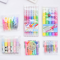 Creative student hand book album diary Highlighter Color double-headed marker Seal pattern marker pen a variety of options